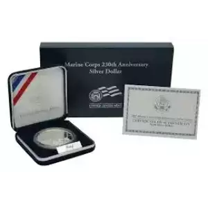 2005 P Marine Corps 230th Anniversary Proof Silver Dollar - Box & COA