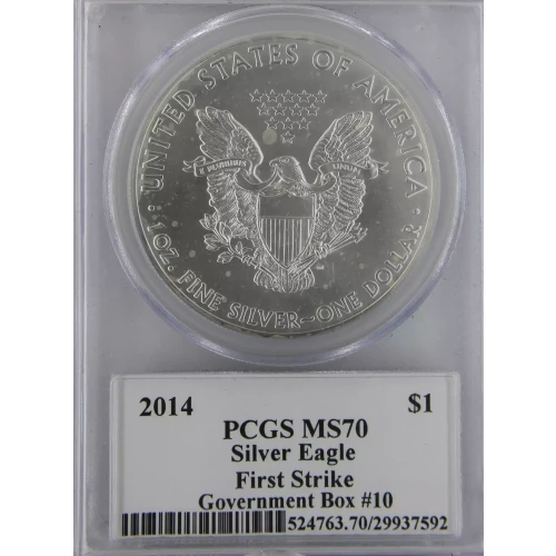2014 $1 Silver Eagle First Strike Mercanti Signature