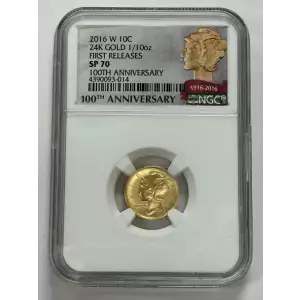 2016-W Mercury Dime 10C PCGS SP70 100th Anniversary First Releases 