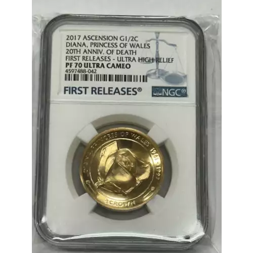2017 Ascension Gold 1/2 Crown NGC PF70 Diana Princess of Whales Ultra High Relief  Ultra Cameo