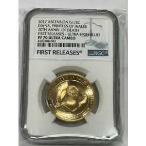 2017 Ascension Gold 1/2 Crown NGC PF70 Diana Princess of Whales Ultra High Relief  Ultra Cameo