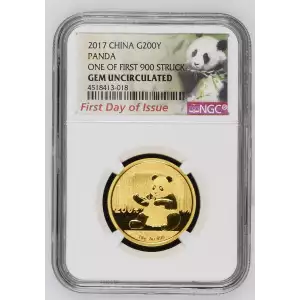 2017 PANDA-FIRST DAY OF ISSUE ONE OF FIRST 900 STRUCK 