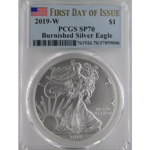 2019-W $1 Burnished Silver Eagle First Day of Issue