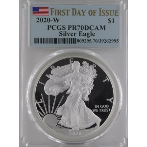 2020-W $1 Silver Eagle First Day of Issue, DCAM