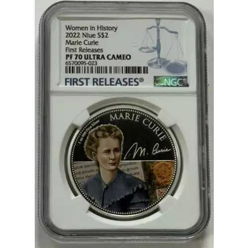 2022 Women In History Marie Curie 1oz .999 Silver NGC PF70 UCAM First Releases 