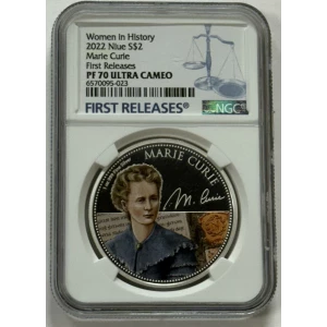 2022 Women In History Marie Curie 1oz .999 Silver NGC PF70 UCAM First Releases 
