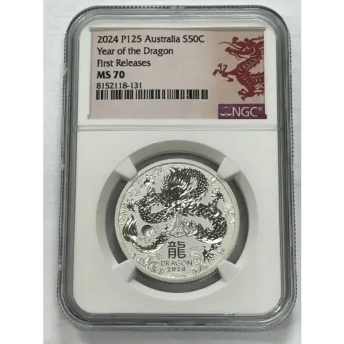 2024 AUSTRALIA Silver 50 CENTS NGC MS-70 Year of The Dragon First Releases
