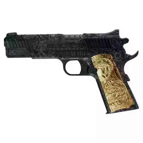 2024 Chad .45 Caliber Pistol Shaped Black & Gold 2 oz Silver Coin  (2)
