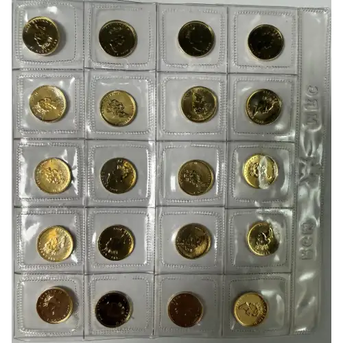 Lot/Sheet of 20-ea 1/20oz Canadian Gold Maple Coins 1-oz Total  (4)